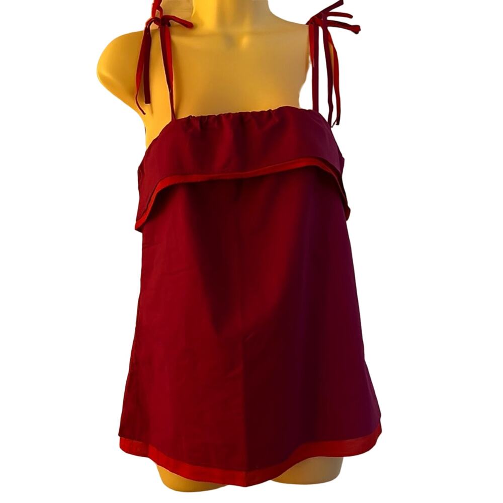 Thakoon for Target Size S Raspberry & Red Blouse With Shoulder Ties Summer Top